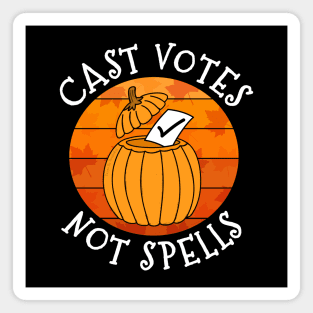 Cast Votes Not Spells Midterm Elections Pumpkin Magnet